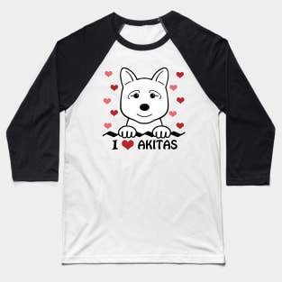 I Love Akitas Baseball T-Shirt